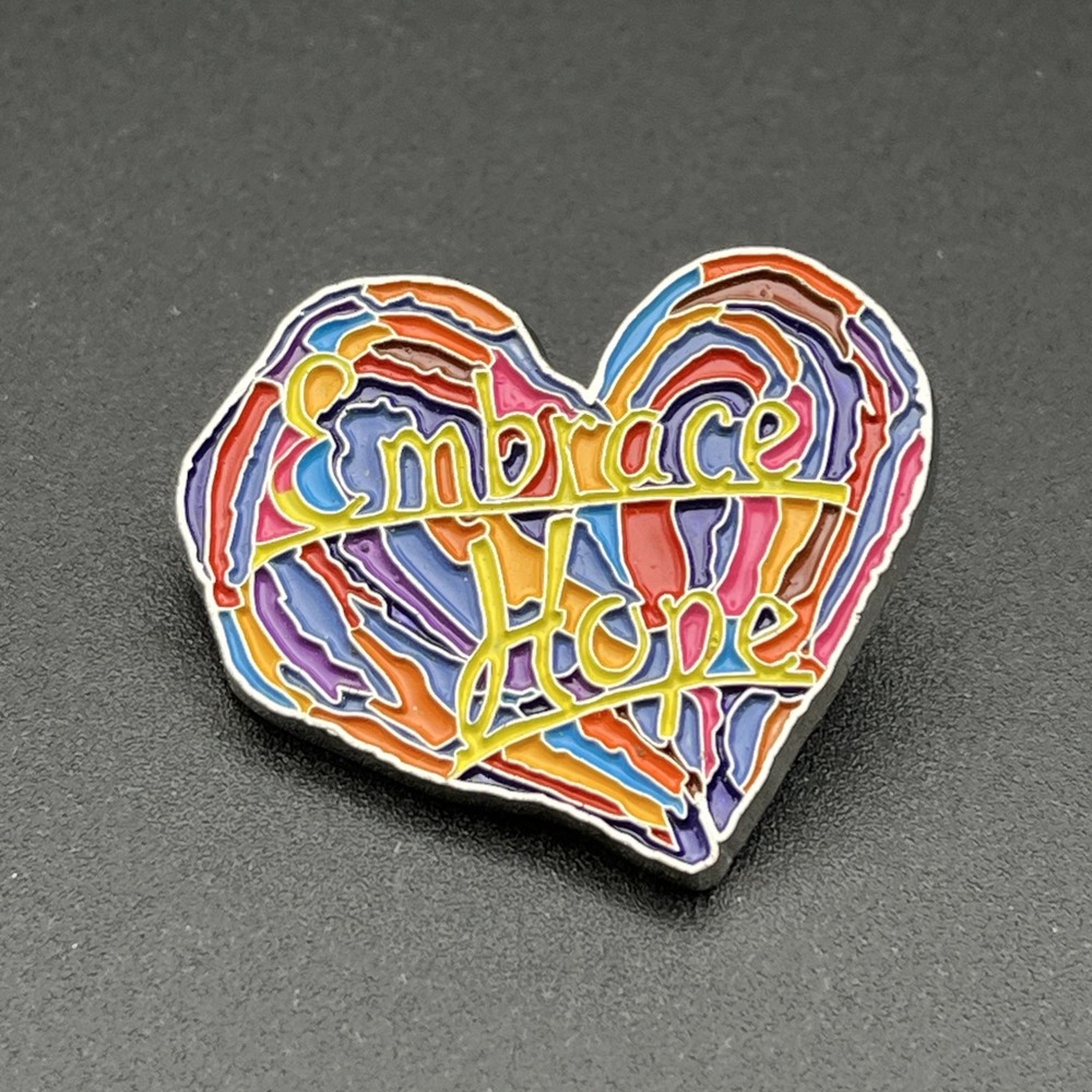 Embrace Hope Painted Heart Penzeys Lapel Hat Pin